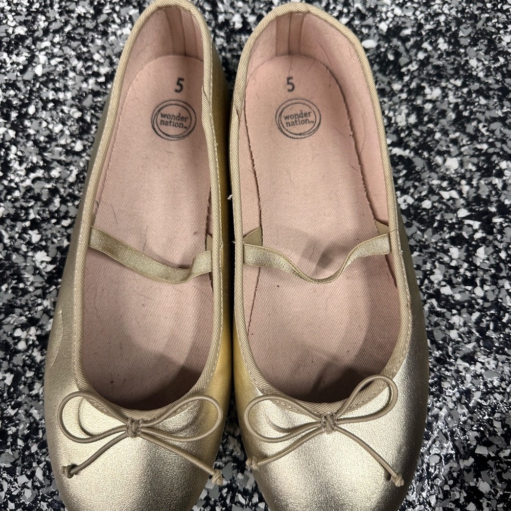 Wonder Nation Gold Ballet Flats